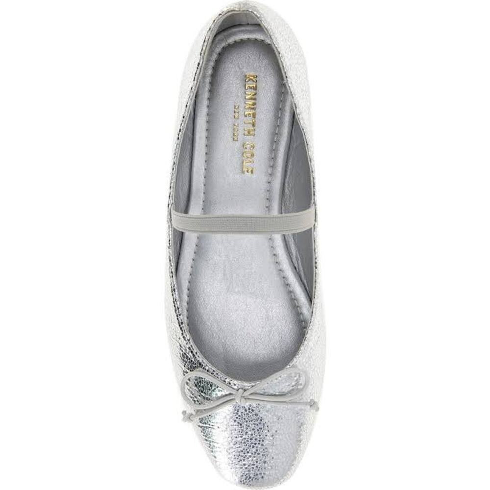 NEW Kenneth Cole New York Mary Jane Myra Ballet Silver Metallic Size 5.5 Bow